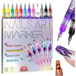 Lot de 12 stylos de couleur pour nailart - marqueurs 3d - outils de nailart pour graffiti pointillage ...