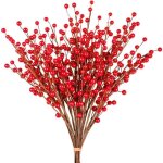 Tiges de baies artificielles - lot de 12 - rouge - 32 cm - dcoration de nol et saint - valentin