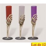 Lot de 12 verres flutes  champagne main de squelette halloween 31 octobre