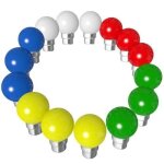 Ampoules guirlande bleues blanches rouge vertes jaunes type guinguette b22 1w �quivalent 15w 30000 heures ...