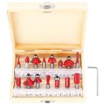 Lot de 15 fraises � d�foncer en carbure de tungst�ne avec tige de 8 mm pour le travail du bois avec cl� ...