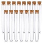Lot de 15 tubes � essai transparents avec bouchons li�ge - 16x150 mm - pour bonbons �pices plantes �chantillon ...