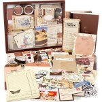 Lot de 155 accessoires de scrapbooking vintage avec grille a6 autocollants de carnet de voyage diy cadeau ...