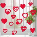 Lot de 16 d�corations de saint - valentin avec rubans rouges d�corations de c?ur anim�es pour la saint ...