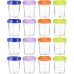 Lot de 16 petites bo�tes en plastique avec couvercle - 120 ml - rondes - avec couvercle - petites bo�tes ...