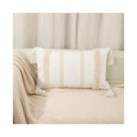 Lot de 2 30x50cm beige boho housse de coussin d�coratives doux taies doreiller avec tufted tassel coussin ...