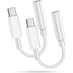 Lot de 2 adaptateur usb c vers jack auxiliaire 35 mm compatible avec oneplus 6t - huawei p30 pro - mate ...