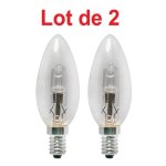 Lot de 2 ampoules halogène flamme 28w e14 330lm Lot de 2 ampoules halogène flamme 28w e14 330lm