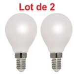 Lot de 2 ampoules led filament mini - sph�rique milky 45w e14 470lm 4000k blanc neutre