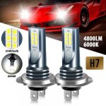 Lot de 2 ampoules de phare led h7 blanc 6 500 k perles led cob 3030 � 360 degr�s �tanche ip68 et r�sistante ...