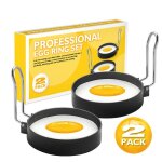 Lot de 2 anneaux � ?ufs antiadh�sifs en acier mlbq moules pliables pour omelettes parfaites (7. 5 cm) ...