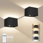 Lot de 2 appliques murales dint�rieur avec d�tecteur de mouvement t�l�commande 3 couleurs rechargeable ...