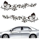 Lot de 2 autocollants pour voiture autocollants pour voiture avec motif papillons et fleurs autocollant ...