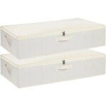 Lot de 2 bac rangement sous lit boite en tissu pliables avec couvercle et 4 poign�e grande capacit� closet ...