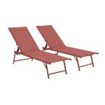 Lot de 2 bains de soleil acier textil�ne inclinable 4 positions tropea terracotta. 165 x 54. 5 x 82. ...