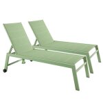 Lot de 2 bains de soleil en aluminium et textilne vert cactus - oviala