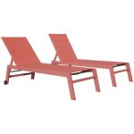 Lot de 2 bains de soleil barbados en textilne terracotta - aluminium terracotta