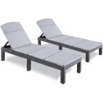 Lot de 2 bain de soleil - chaise longue jardin exterieur - rsine imitation rotin tress - coussin - ...
