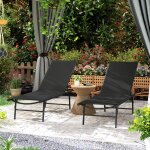 Lot de 2 bain de soleil chaise longue pliante textil�ne transat jardin ext�rieur inclinable 54 x 164 ...