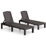 Lot de 2 bain de soleil - frixovel - rsine imitation rotin tress - dossier rglable - marron