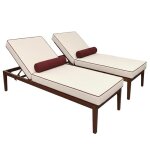 Lot de 2 bains de soleil inclinable effet bois �cru et bordeaux - oviala