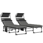 Lot de 2 bains de soleil - outsunny - pliables pare - soleil - dossier r�glable - m�tal - portable - ...