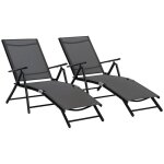 Lot de 2 bain de soleil - outsunny - pliante - dossier r�glable 7 positions - cadre en aluminium - 64x134x95cm ...