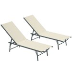 Lot de 2 bains de soleil - outsunny - pliantes - inclinables - en textil�ne - de plage relax camping ...