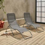 Lot de 2 bains de soleil pliants - levito gris anthracite - transats textil�ne 2 positions. chaises longues ...