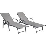 Lot de 2 bains de soleil sardinia en textilne gris - structure anthracite