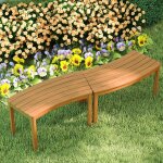 Lot de 2 bancs de jardin costway en bois dacacia banc incurv� sans dossier charge 360 kg int�rieur ext�rieur ...