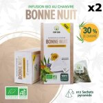 Lot de 2 bo�tes dinfusions bio bonne nuit en sachets individuels (2x12) au chanvre cbd + cbg (30%)