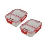 Lot de 2 botes  repas en verre - fackelmann - move - deux compartiments - 1000 ml