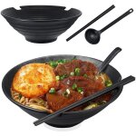 Bol  soupe - japonais - grand bol 1000ml - avec baguettes et cuillres - noir - lave - vaisselle compatible ...