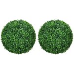 Lot de 2 buis artificiels topiaires artificielles en forme de boule  40 cm pe vert