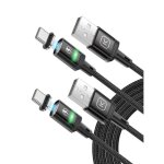 Lot de 2 c�bles de charge magn�tiques usb c de 3 a avec adaptateur de type c charge rapide qc 3. 0 c�ble ...