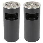 Lot de 2 cendrier extrieur avec poubelle en acier inoxydable 30l litres noir