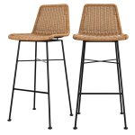 Lot de 2 chaises de bar 76 cm en rsine tresse marron - mandya - rendez - vous dco