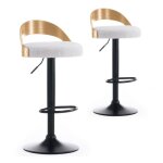 Lot de 2 chaises de bar bouclette baron 85cm crme & chne clair