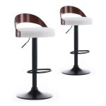 Lot de 2 chaises de bar bouclette baron 85cm crème & marron Lot de 2 chaises de bar bouclette baron 85cm crème & marron