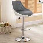 Lot de 2 chaises de bar gris - blanc en cuir et mtal rglables en hauteur