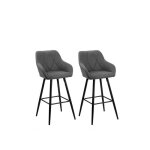 Lot de 2 chaises de bar grises darien - beliani - contemporain - avec accoudoirs - pieds en m�tal