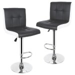 Lot de 2 chaises de bar jeobest en cuir pu et mtal - hauteur rglable - noir et blanc - confortable ...