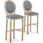Lot de 2 chaises de bar mdaillon louis xvi tissu gris