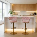 Lot de 2 chaise de bar pivotants avec dossier - mengda - chaise de cuisine - hauteur r�glable - design ...