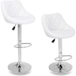Lot de 2 chaises de bar pivotantes et r�glables en hauteur blanc - perfect