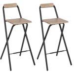Lot de 2 chaises de bar pliantes - noir et beige - tabouret de bar lou