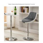 Lot de 2 chaises de bar en pu gris - fasike - 46x32x53 - 73cm - confortables et stables