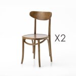 Lot de 2 chaises bistrot 40x40x83 cm en bois dorme