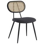 Lot de 2 chaises en cannage et tissu boucle gris elena